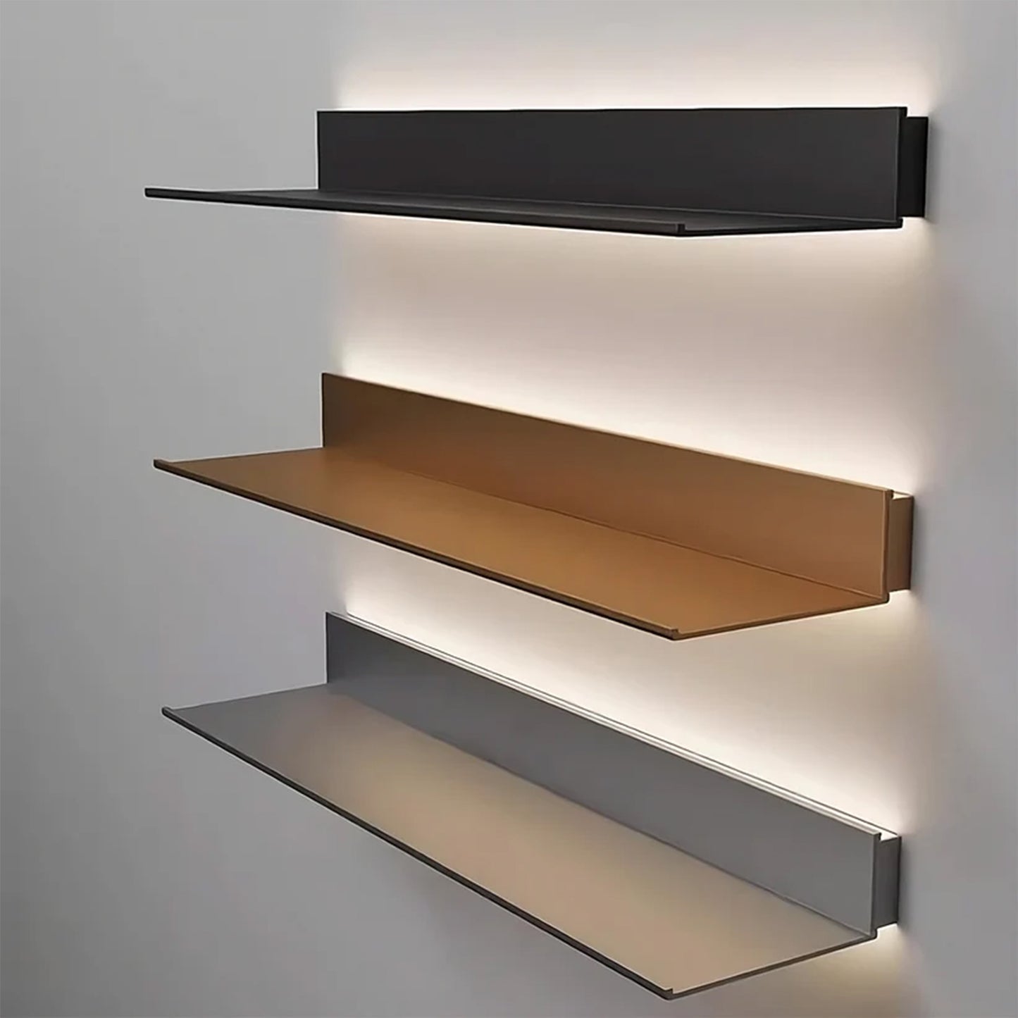 LED Aluminum Floating Shelf for Home and Retail - Hard Wired